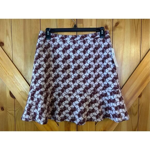 Stitch Fix Margaret M Ariadne Knit A-Line Skirt MEDIUM Burgundy Wine White nwt ( - Picture 1 of 5